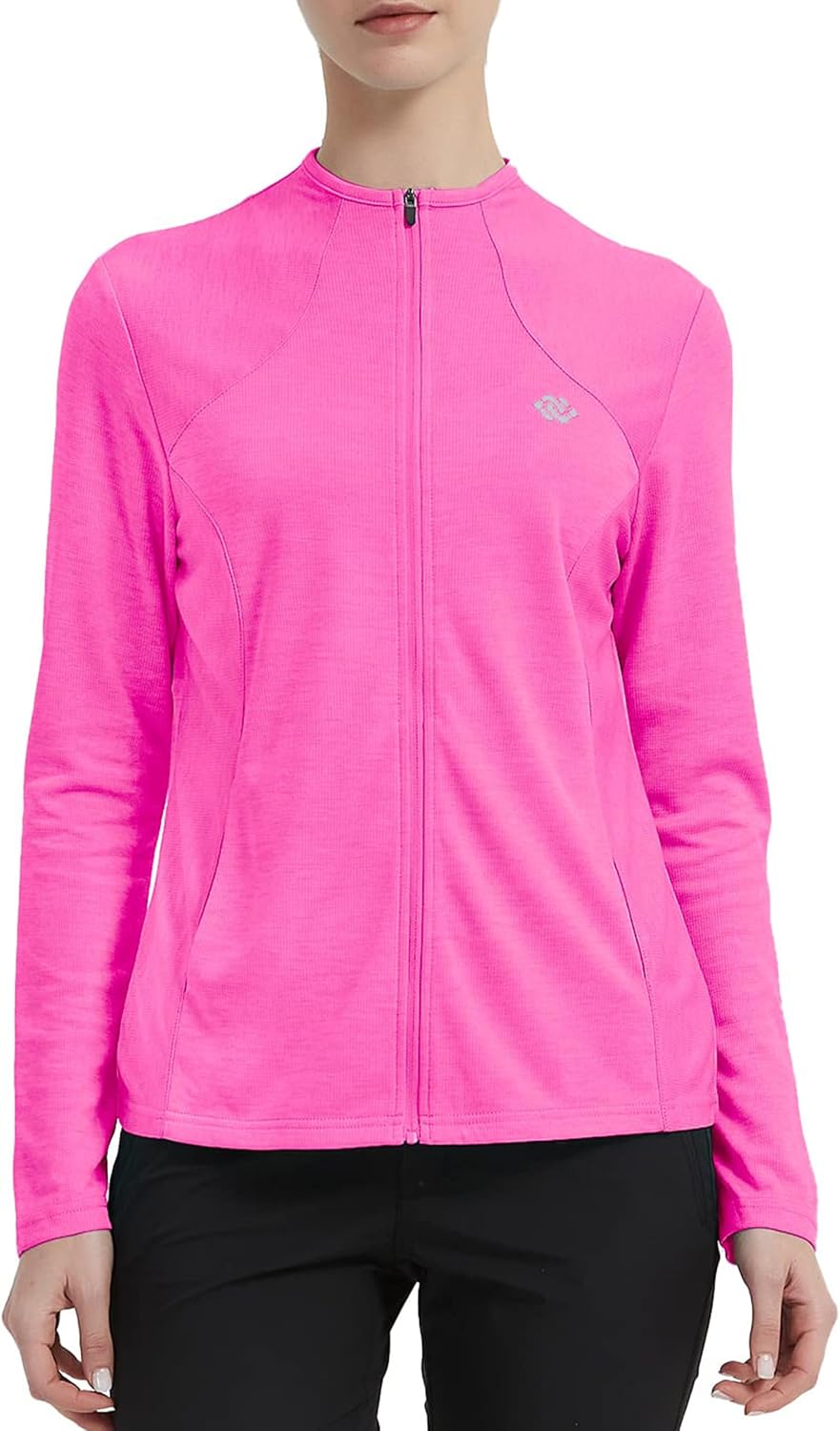MoFiz Damen Laufjacke Leicht Sportjacke Trainingsjacke UVSchutz Ohne Kapuze 3XL pink-red