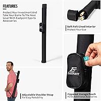 Vista 3 de EastPoint Felt-Lined Pool Cue Case - Black, Nylon, Holds 2 Cue Sticks up to 58 in - Zippered Pocket for Pool Stick Accessories - Adjustable Strap