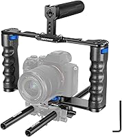 NEEWER VS107 Aluminum Camera Cage Rig with Top Handle, Dual Grips & Arca Base for Sony A7S III A7IV A6600 Canon R5 R6 - Blue