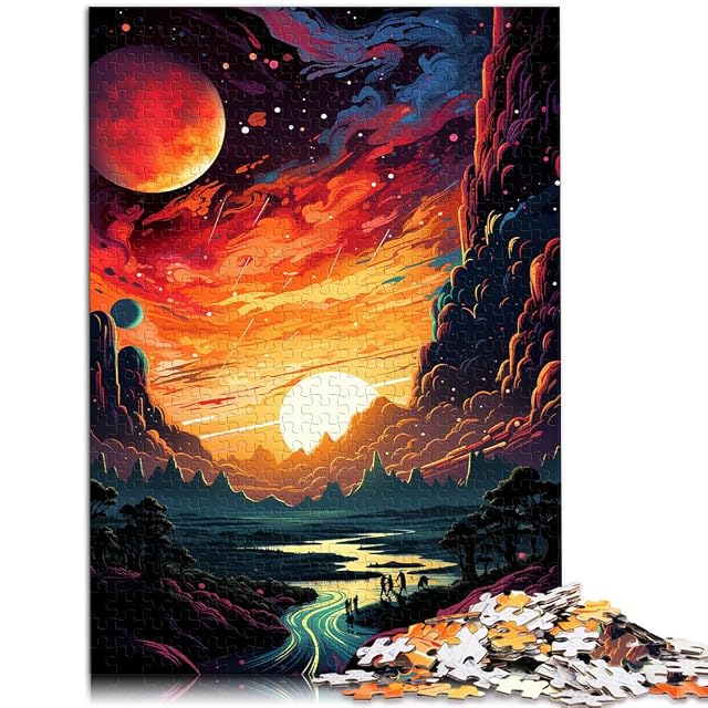 Puzzle para adultos, planeta puesta de sol, puzle para adultos, 1000 piezas, 26 x 38 cm