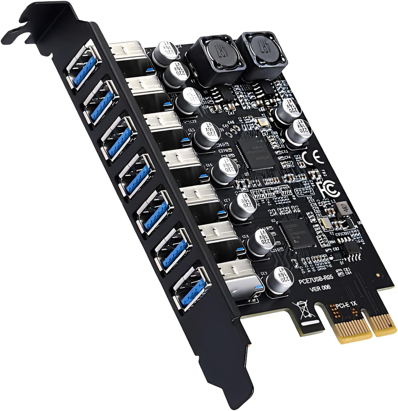 LICAEVEY 7 Port PCIe to USB 3.0 Expansion Card, 5Gbps Super Speed Data Transfer with Stable Power, Plug and Play for Wins 11/10/8/7 & Linux