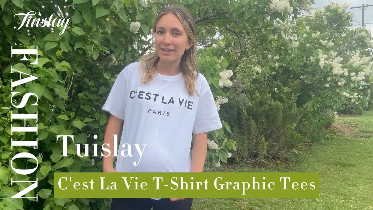 Tuislay C'est La Vie T-Shirt Graphic Tees for Women Paris Shirts