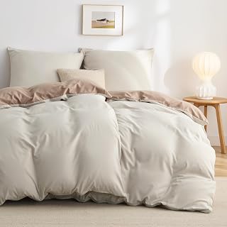 BEDSURE Bettwäsche 135x200 4teilig Mikrofaser - Khaki/Natur, 80x80 Kissen