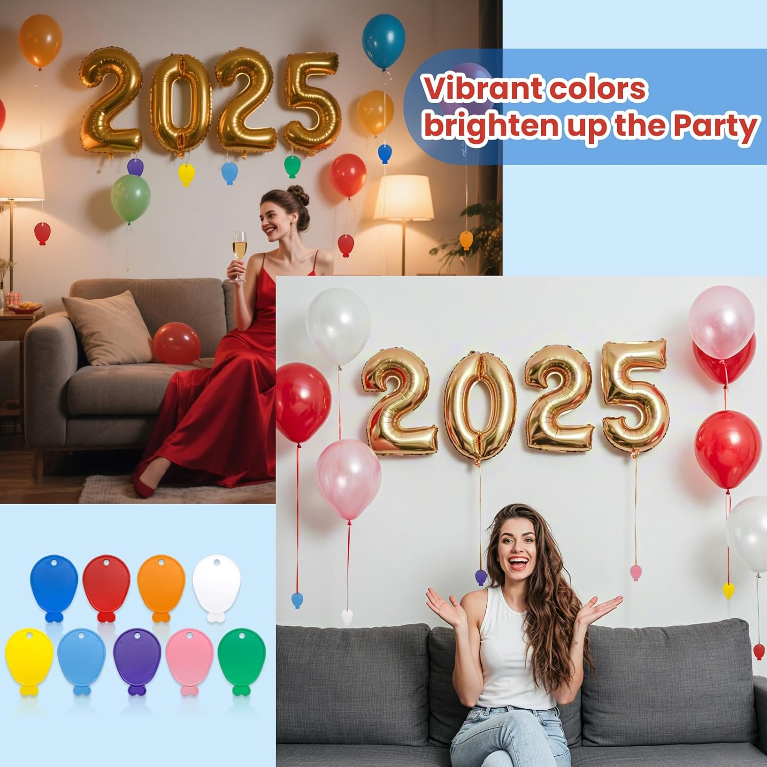 90 Pcs Plastic Balloon Weights Colorful Balloons Weights Balloon Shaped for Birthday Christmas Celebration Wedding Party Decoration