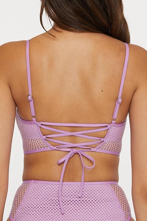 BECCA Women's Network Cami Bikini Top, Adjustable, Tie Back, Swimwear Separates for Women