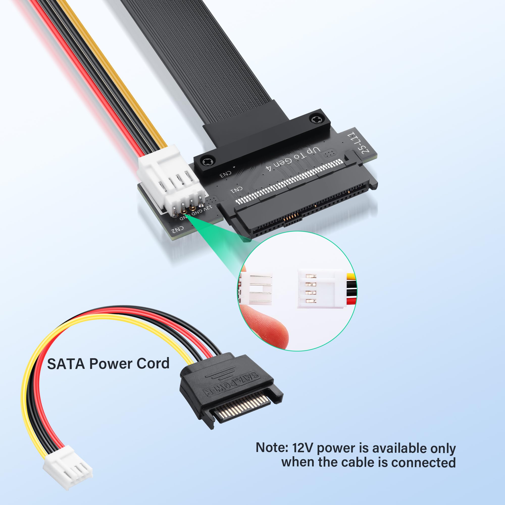 Câble hôte M.2 M-Key PCI-E4.0 2280 NGFF vers U.2 SFF-8639 20 cm compatible SSD NVMe