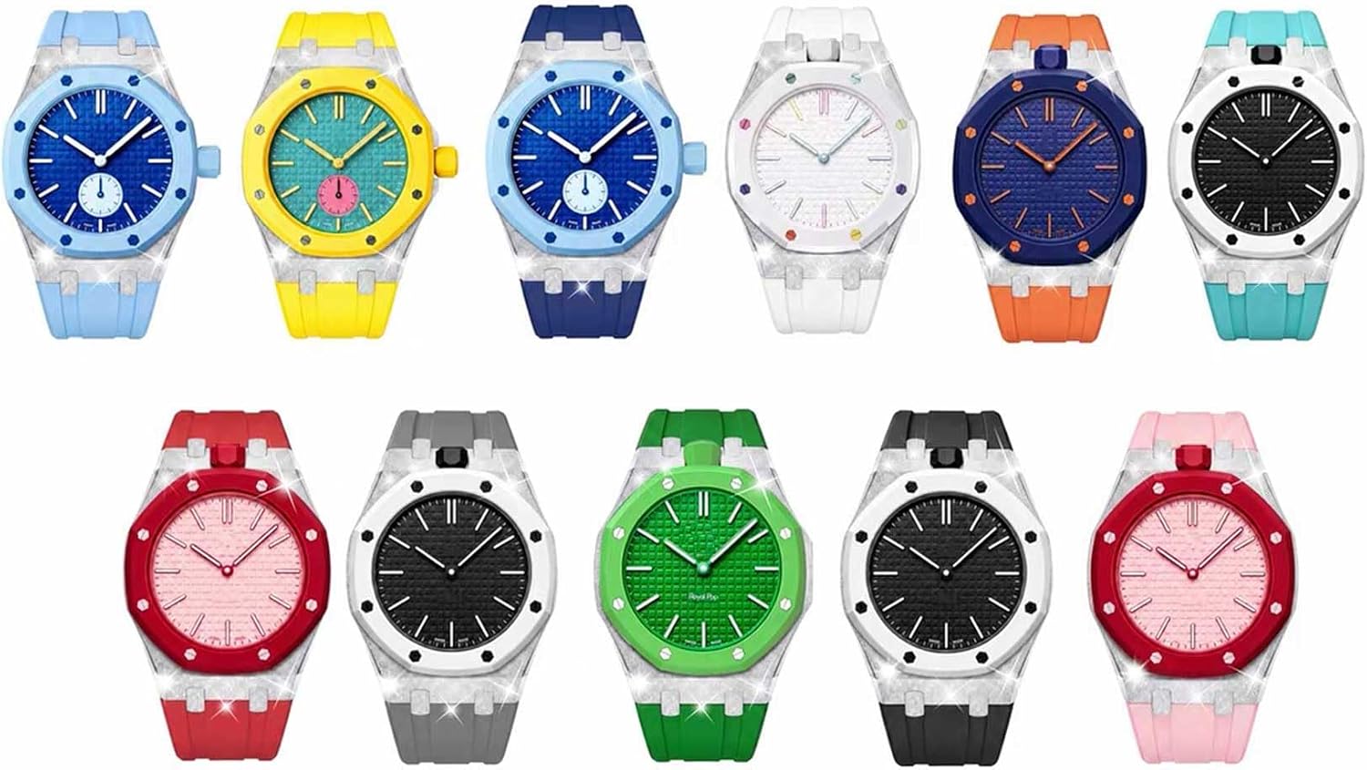 316L Stainless Steel Case Silicone Strap Compatible with Apswatch Royal Pop image 5