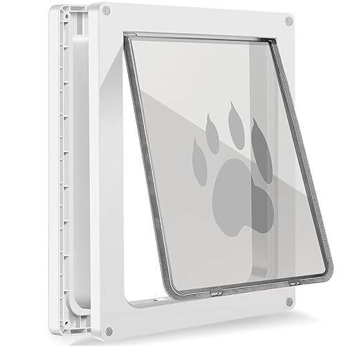 CEESC Dog Door for Pets Up to 45 lb, Weatherproof Pet Door for Cats and Dogs, Durable, Snap-in Closing Panel Included, Suitable for Interior and Exterior Doors(Medium White)