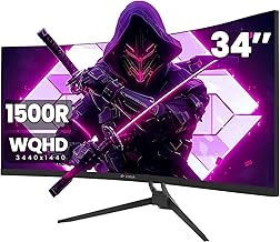 CRUA 34Inch Ultrawide Gaming Monitor,(3440 * 1440P) 165Hz Curved Monitor,99% sRGB,Computer Monitor Supports AMD Freesync,Wall Mountable Installs(HDMI,DP) WQHD Monitor for Gaming,Photo Editing