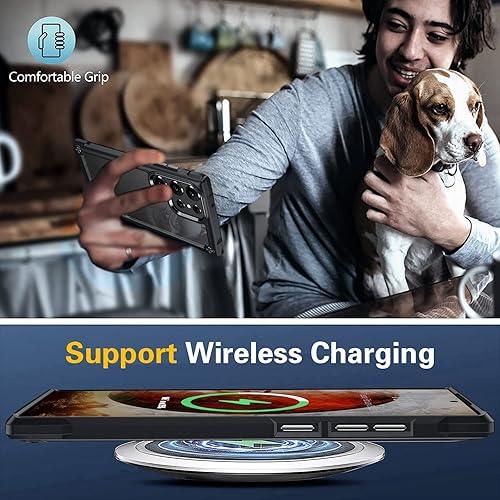 Vista 42 de Oterkin Funda transparente para Samsung Galaxy S23 Plus, [20X antiamarilleamiento] S23 Plus con 2 protectores de pantalla de vidrio templado, 4