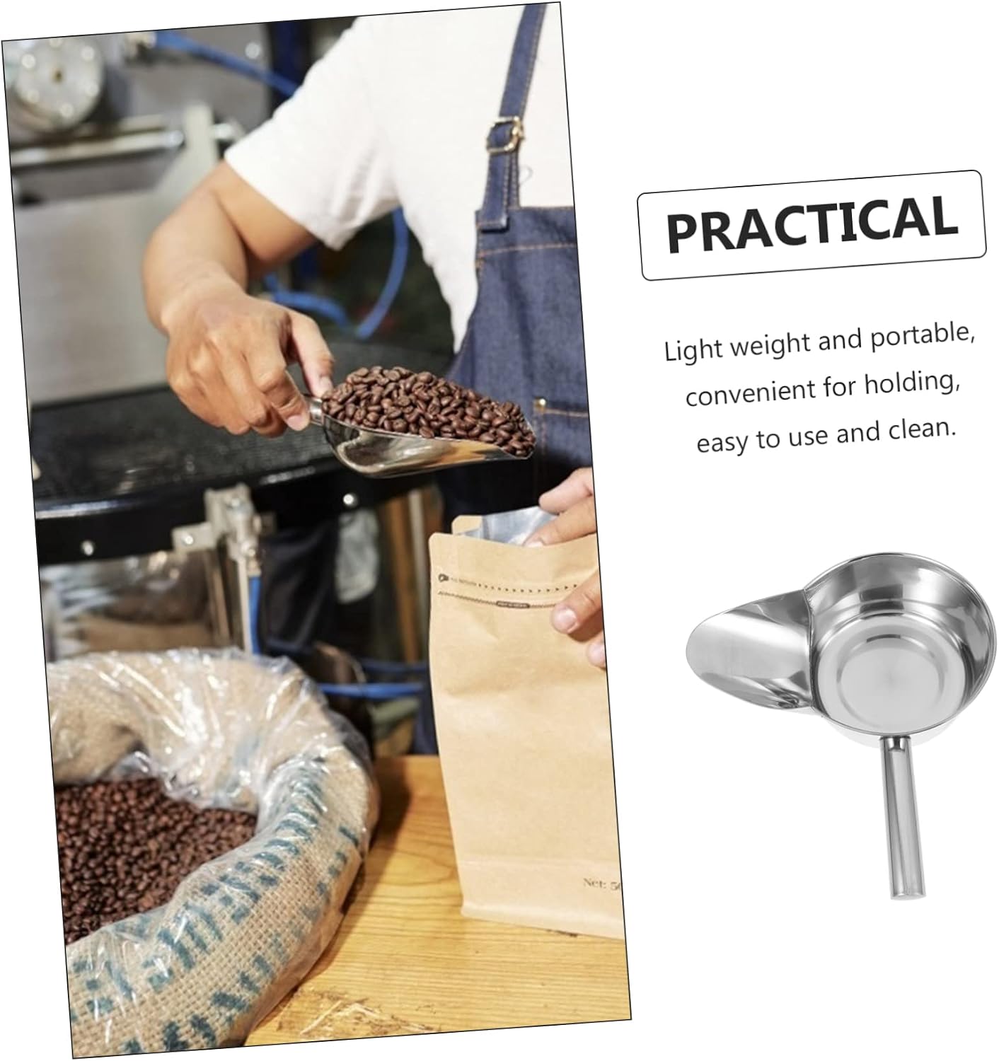 DOITOOL Dry Foods Scoop Packing Packing Shovel Stainless Steel Popcorn Scoops French Fries Bagging Shovel Silver Ice Stainless Steel Coffee Beans Ice Cube Shovel