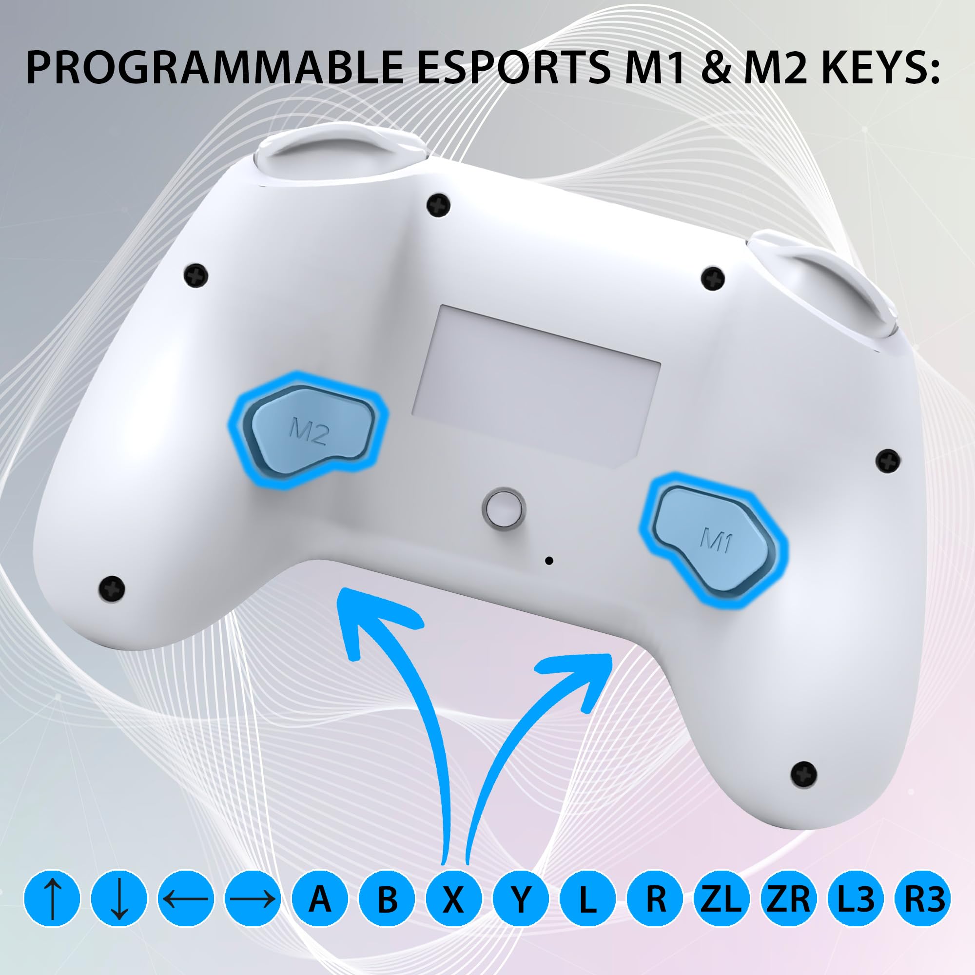 SUBSONIC - Joystick Senza Fili per Switch/Switch 2 – Wireless Controller Bluetooth con LED, Vibrazione e Giroscopio - Bianco