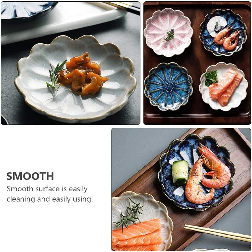 6pcs Dipping Bowls Dish Sets Porcelain Dip Soy Sauce Dishes Flower Shape Cartoon Small Cups Serving Dish for Sushi Tomato Sauce Soy