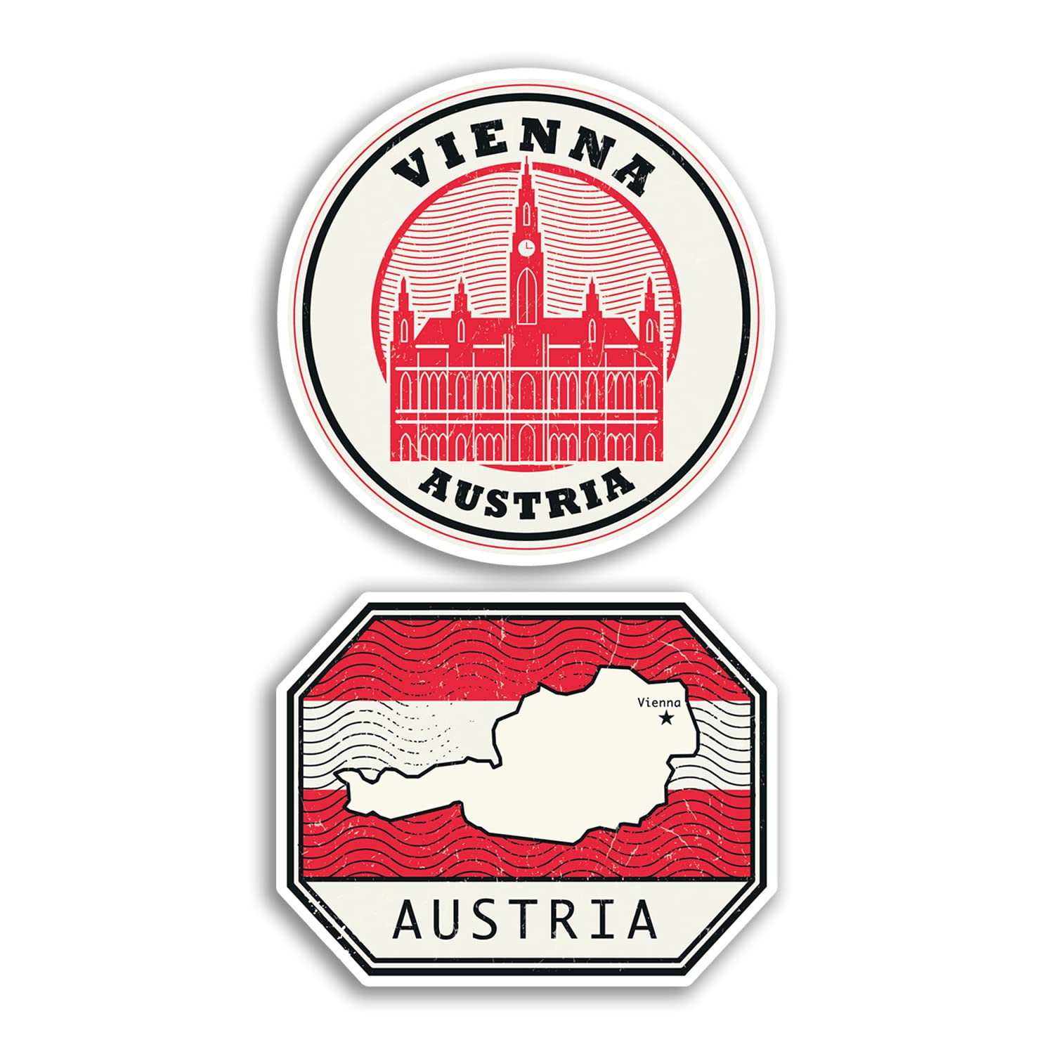 2 x 10cm Wide Austria Vinyl Stickers - Vienna Holiday Austrian Flag Map Travel Gift #78537