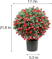 Vista 6 de Sunnyglade Juego de 2 arbustos en maceta de 21.6 pulgadas de alto, resistentes a los rayos UV, para interiores y exteriores, jardín en casa (rojo)