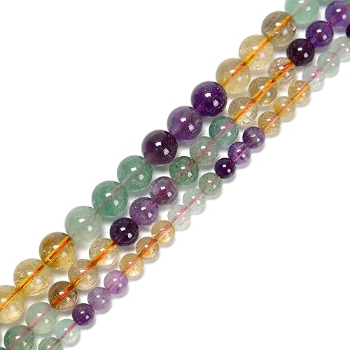 Miniatura 3 de JM Design Mezcla de cuarzo de cristal liso redondo granos tamaño 0.315 in 15.5 '' hebra para la fabricación de joyas