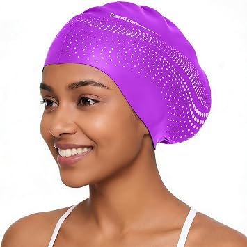 Unisex Extra Large Swim Cap for Long Hair, Large Size Soft Silicone Womens Swim Caps for Braids, Dreadlocks, Weaves, Curls & Afros, Waterproof High Eelastic Swimming Cap for Women Men Adult