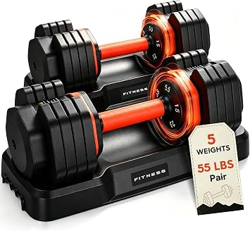 FEIERDUN DB1 QuickDial Adjustable Dumbbell Set, 15-in-1 Adjustable Weights with Storage Box & App, 105lb/52.5lb Quick Change for Drop Set, Superset & HIIT Home Gym, Non-Slip Handles, 3-year Aftersale Service