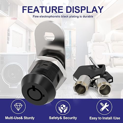 Miniatura 10 de Jayseon 1 paquete de cerraduras de almacenamiento para caravana, cerraduras de gabinete de 1-18 pulgadas con llaves, cerradura de cámara RV con