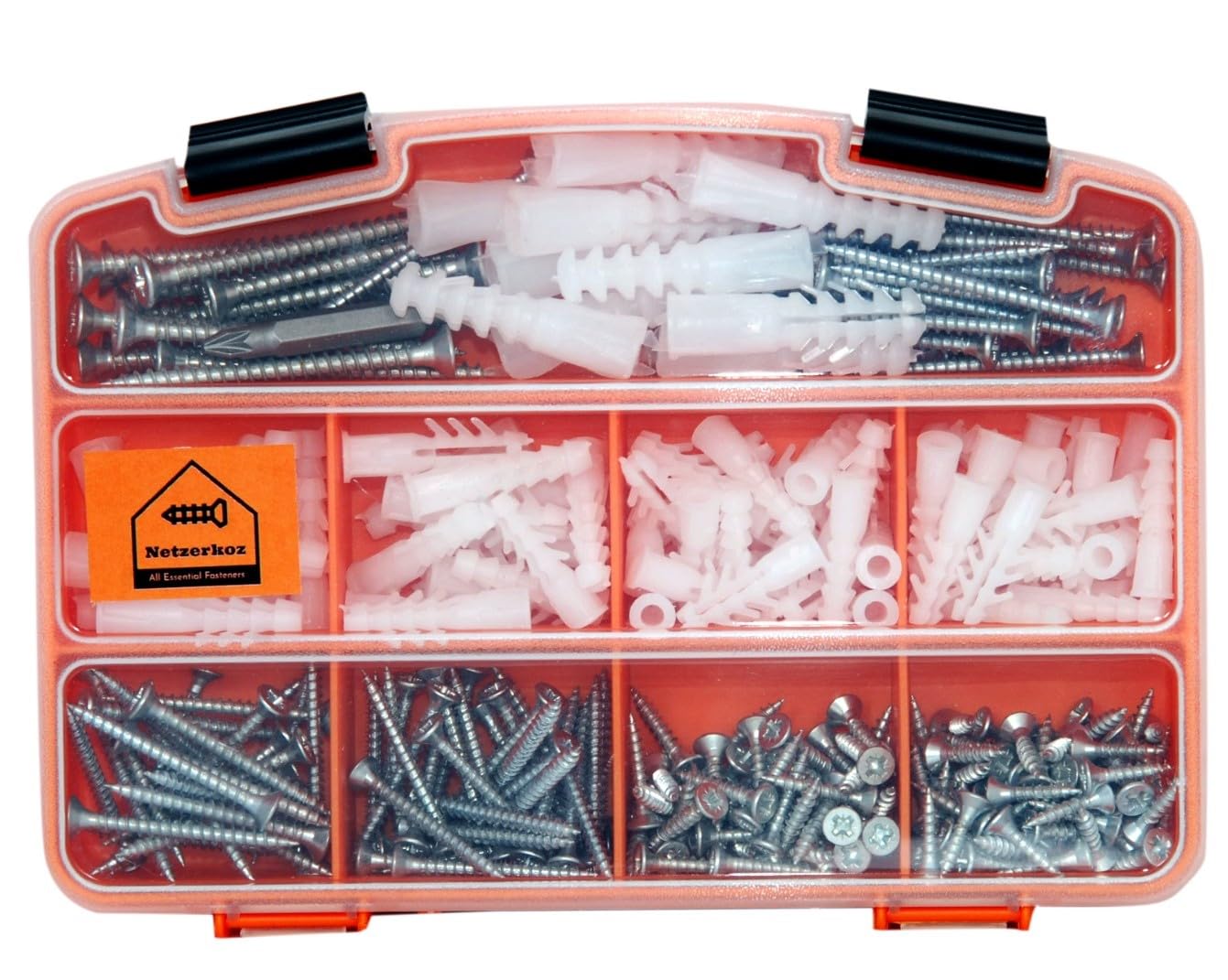 Netzerkoz All Essential Fasteners 320Parça 12 Çeşit Vida Seti, Dübelli Sunta Vidası Seti,matkap Ucu Bits Uç Ve Takım Çantası