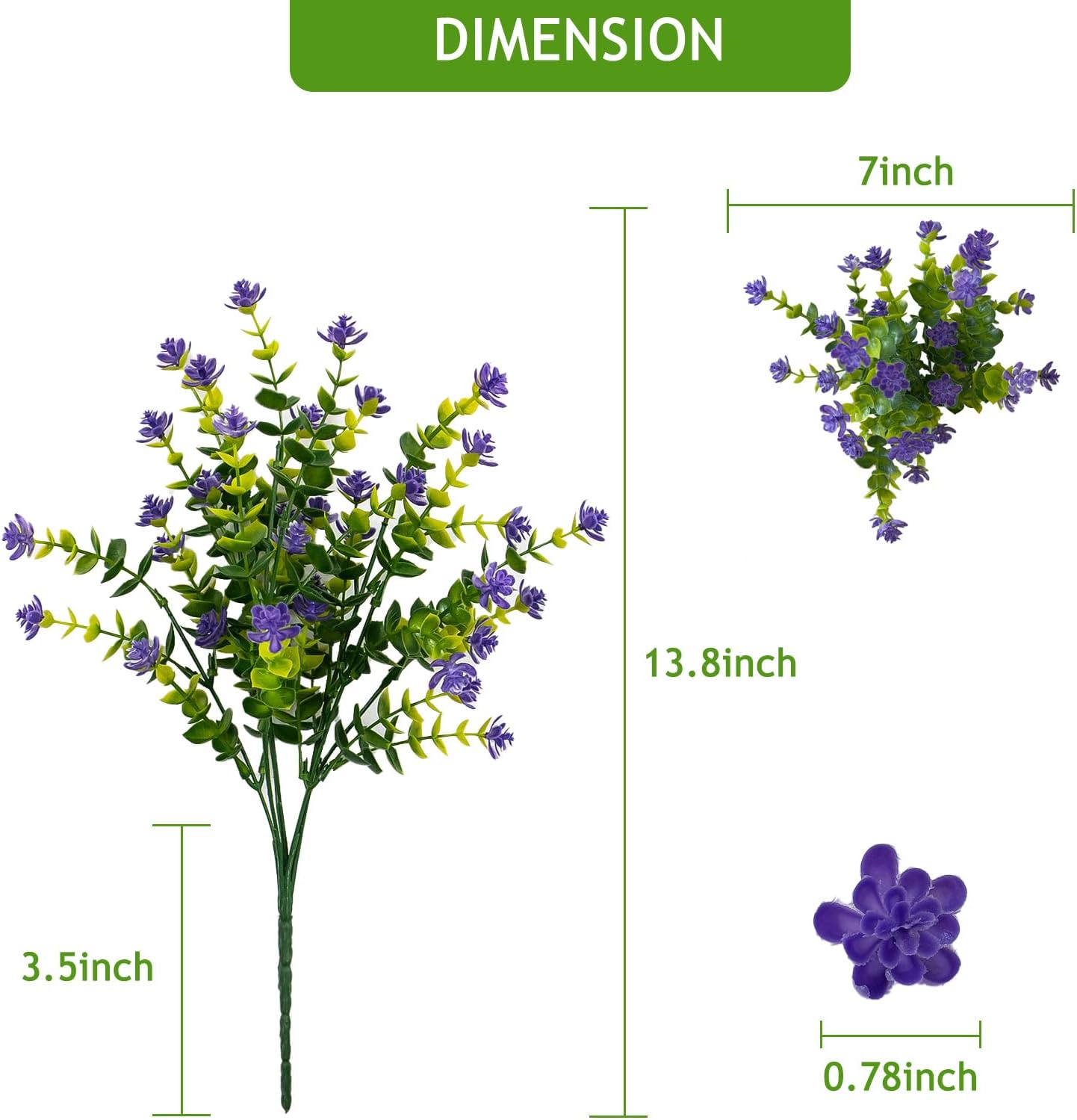 Artificial Flowers for Outdoors, 12 Bundles UV Resistant Artificial Outdoor Flowers, Not-Fading Plastic Fake Flowers for Outdoor Planters for Home Garden Porch Yard Decor, Purple - Image 2