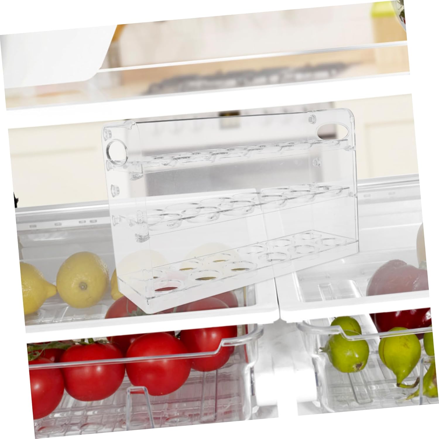 Slim Egg Holder for Refrigerator Stackable Kitchen Egg Storage Box Removable Tray for Fridge Door Organization