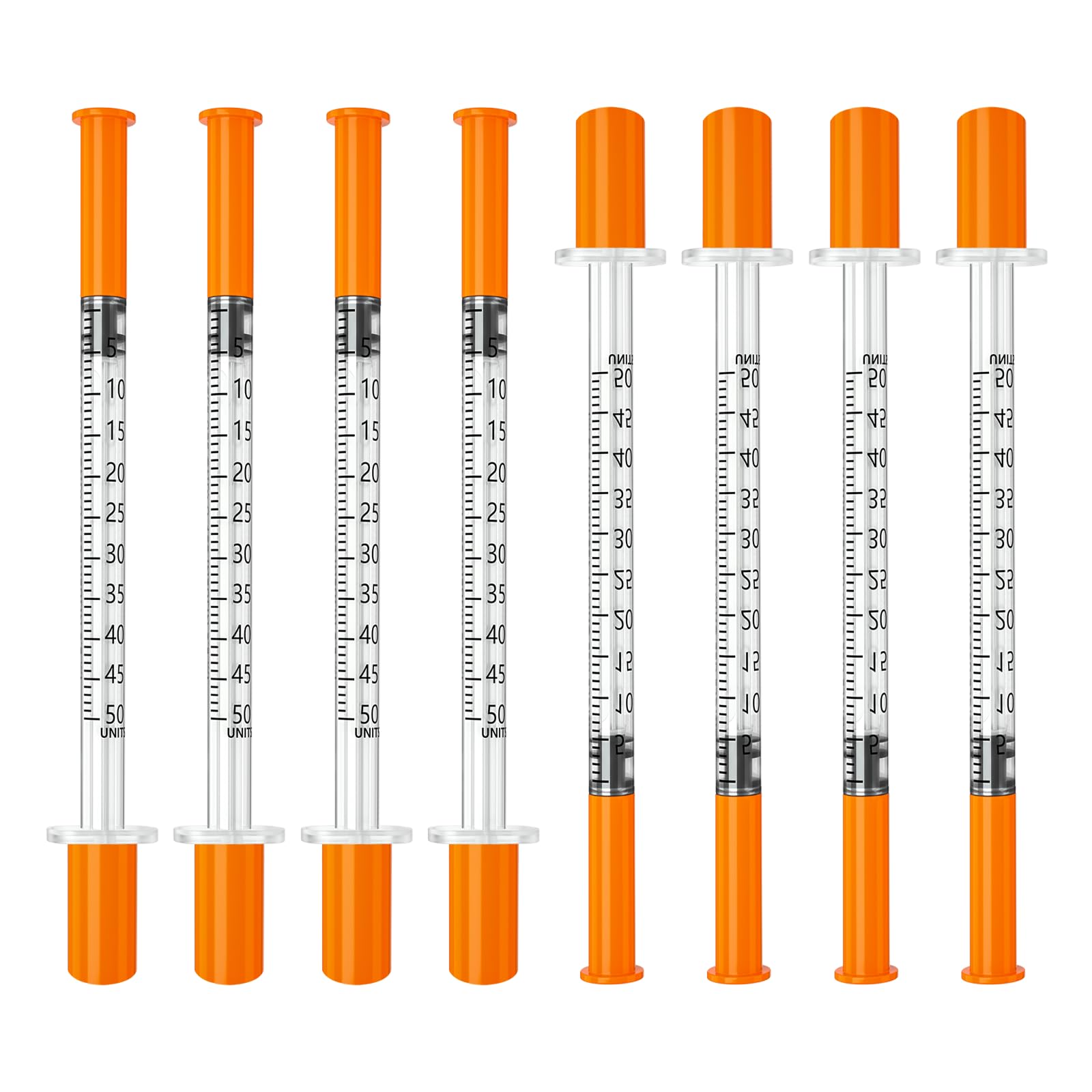 U-100 1ml/cc 30 Gauge 1/2 Inch Syringe, Orange Cap, Smooth Plunger, 100/box — Amazon image 8