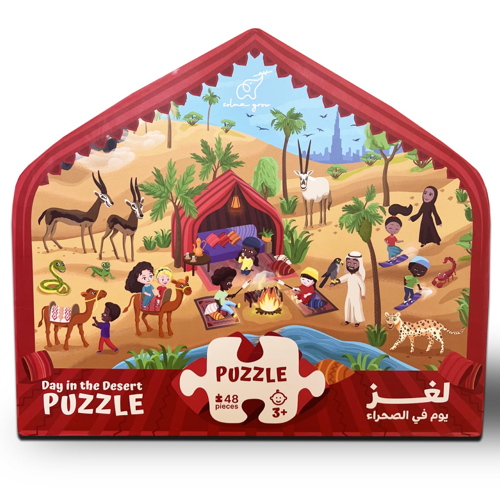 SOLMA GROW Day in the Desert 48-Piece Jigsaw Puzzle, 48 Large Pieces – Arabian Desert Scenery for Kids Age 3+, FSC-Certified Quality (61x80 CM/24’’ x 32’’) Educational toy, Gift for Girls&Boys