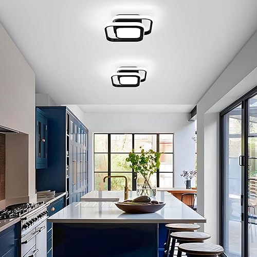 Miniatura 6 de CANEOE Pequeña lámpara de techo LED moderna de acrílico cuadrado en blanco frío 6000K para dormitorio, cocina, sala de estar, estudio, pasillo,