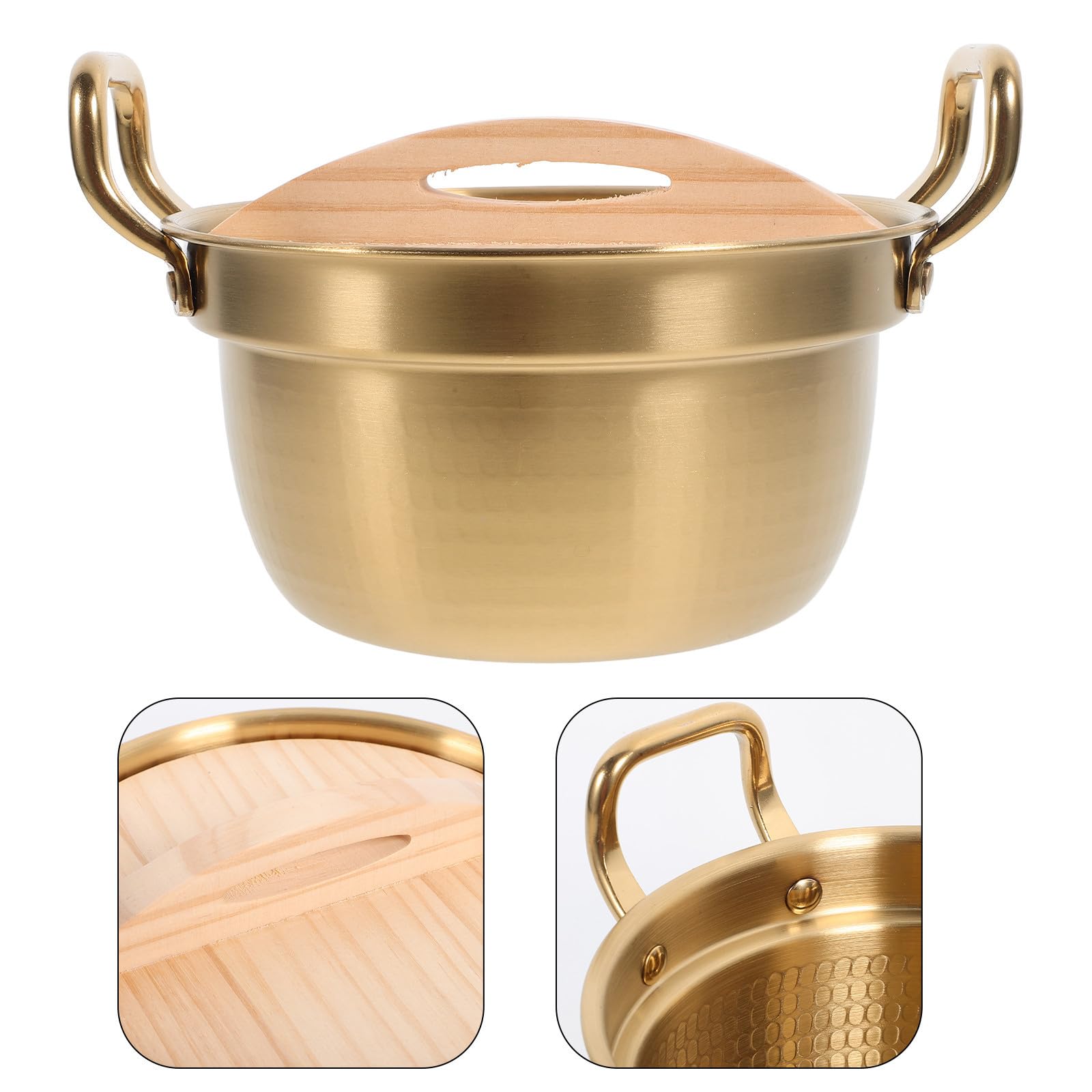 TIDTALEO Pentola per Noodles in Acciaio Inox 900ml Oro con Manico