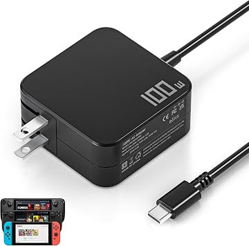100W 65W USB-C Charger for Steam Deck/Steam Deck OLED, ROG Xbox Ally X/ROG Ally X, Switch 2/OLED/Lite, MSI Claw 8/7 AI+/A8 BZ2EM/A1M, R36MAX Retro Console, Legion Go S Type C Power Cord