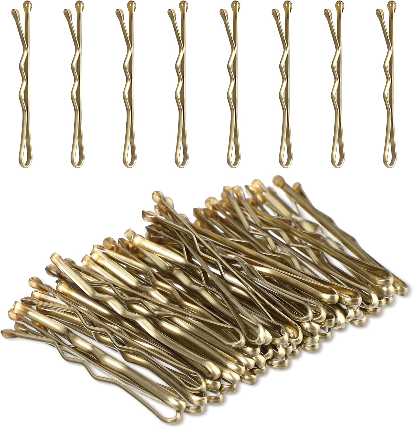 Amabro 50 sztuk złotych mini spinek do włosów, 3,5 cm, małe falowane spinki do włosów z metalu, dla kobiet, dziewcząt, dzieci, koki, długie, proste, kręcone włosy, wszystkie rodzaje włosów (złote)