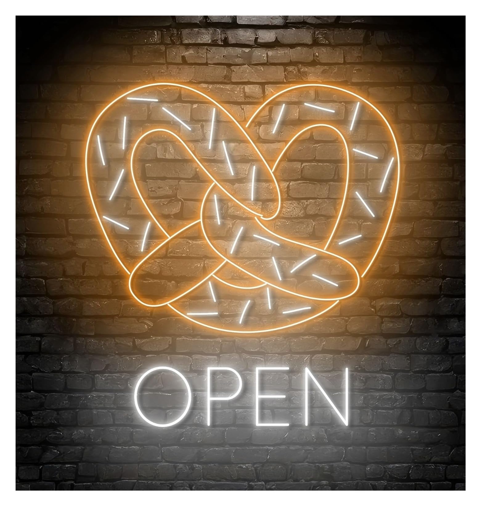 RONGCH Hanging Art Signs Pretzel Open Neon Sign Bakery Led Light Cake Store Wall Art Storefront Window Display Business Entrance 55cm