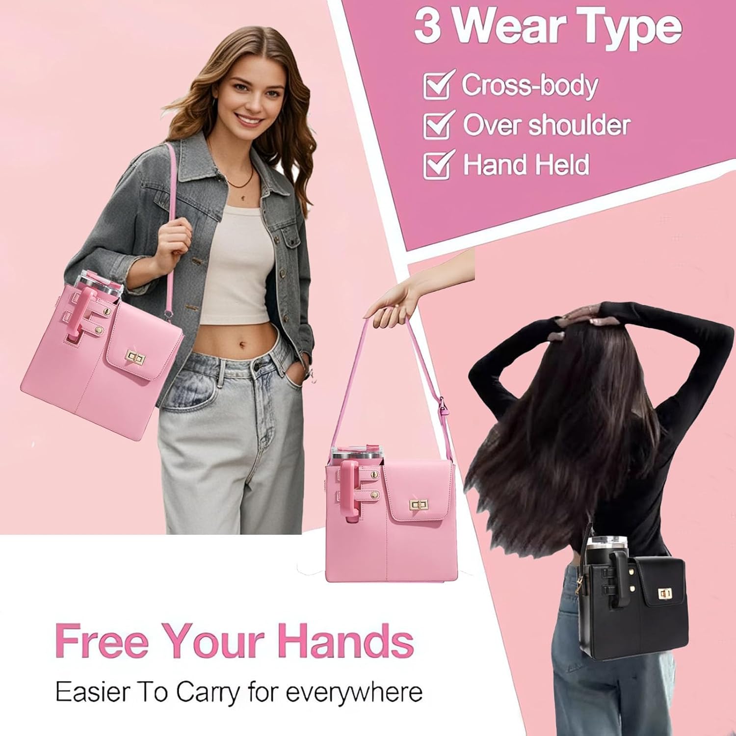 Stanley Cup Purse, Outdoor Portable Crossbody Water Cup Storage Bag, Crossbody Water Cup Holder Purse for Women Travel