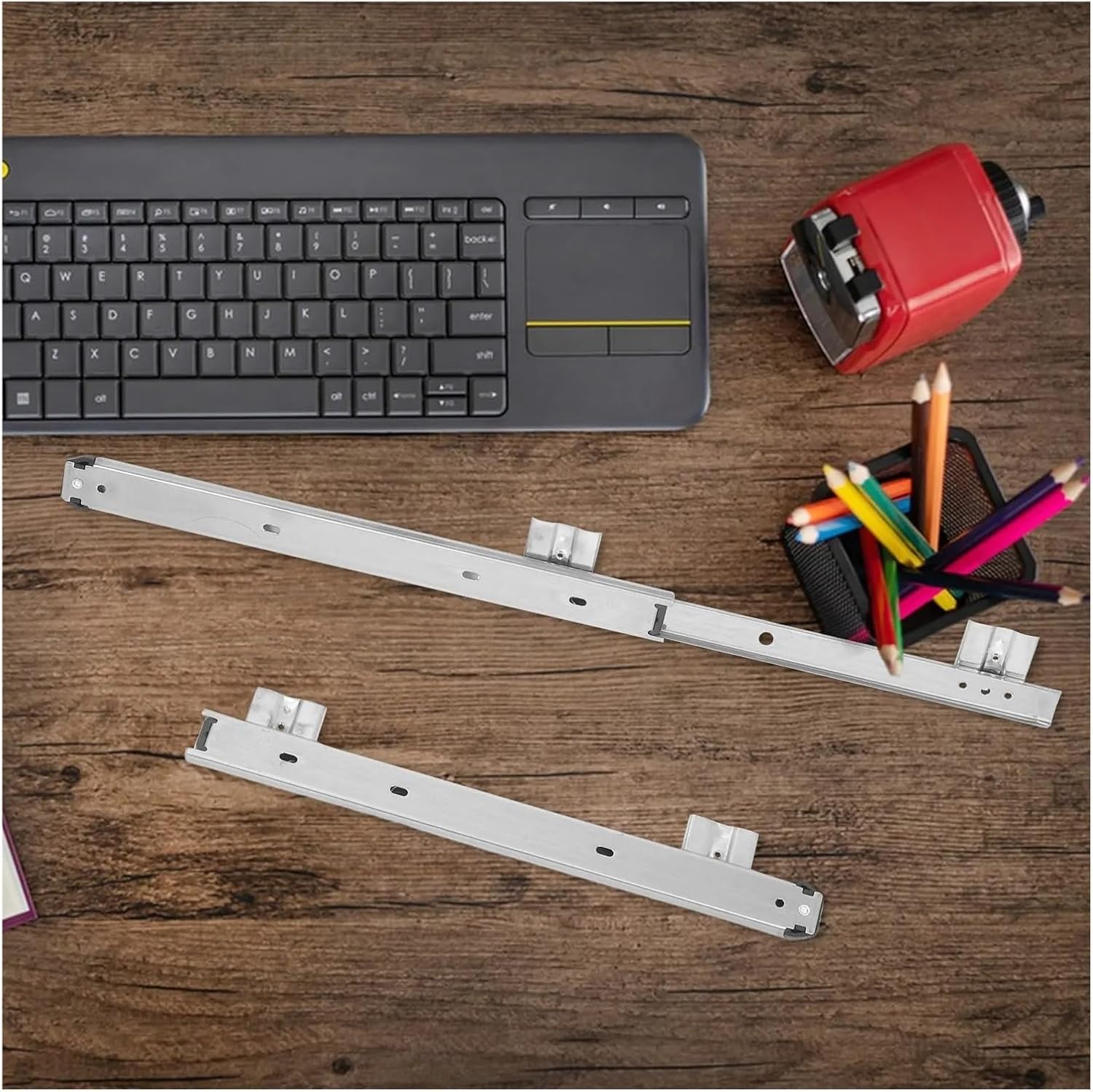 Full Extension Drawer Slides 2pcs Keyboard Drawer Slides Heavy Duty Steel Under Desk Tray Rails