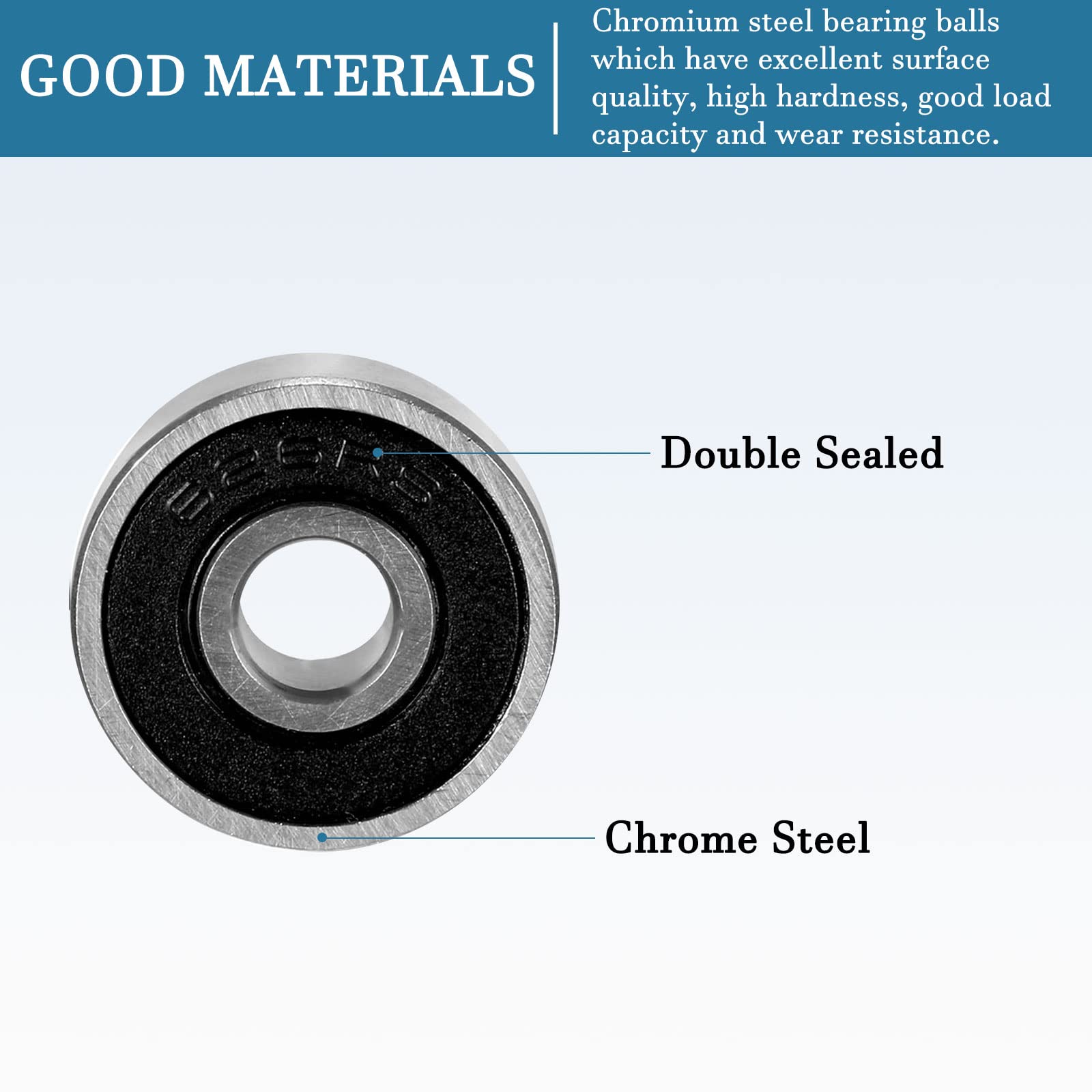 2pz Cuscinetti A Sfere 626-2RS 6x19x6mm - Acciaio Cromato, Doppio Sigillato - Per Macchine E Utensili - Foto 8