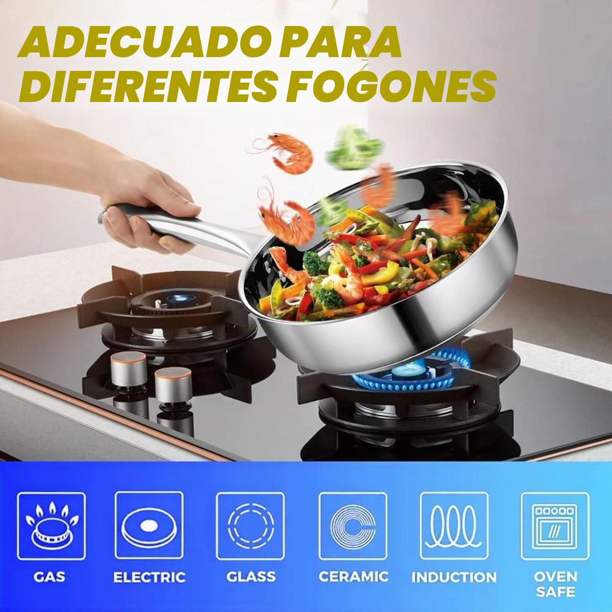 Royalty Line RL-1232 Set bateria de cocina ollas, sartenes de acero inoxidable 12 piezas