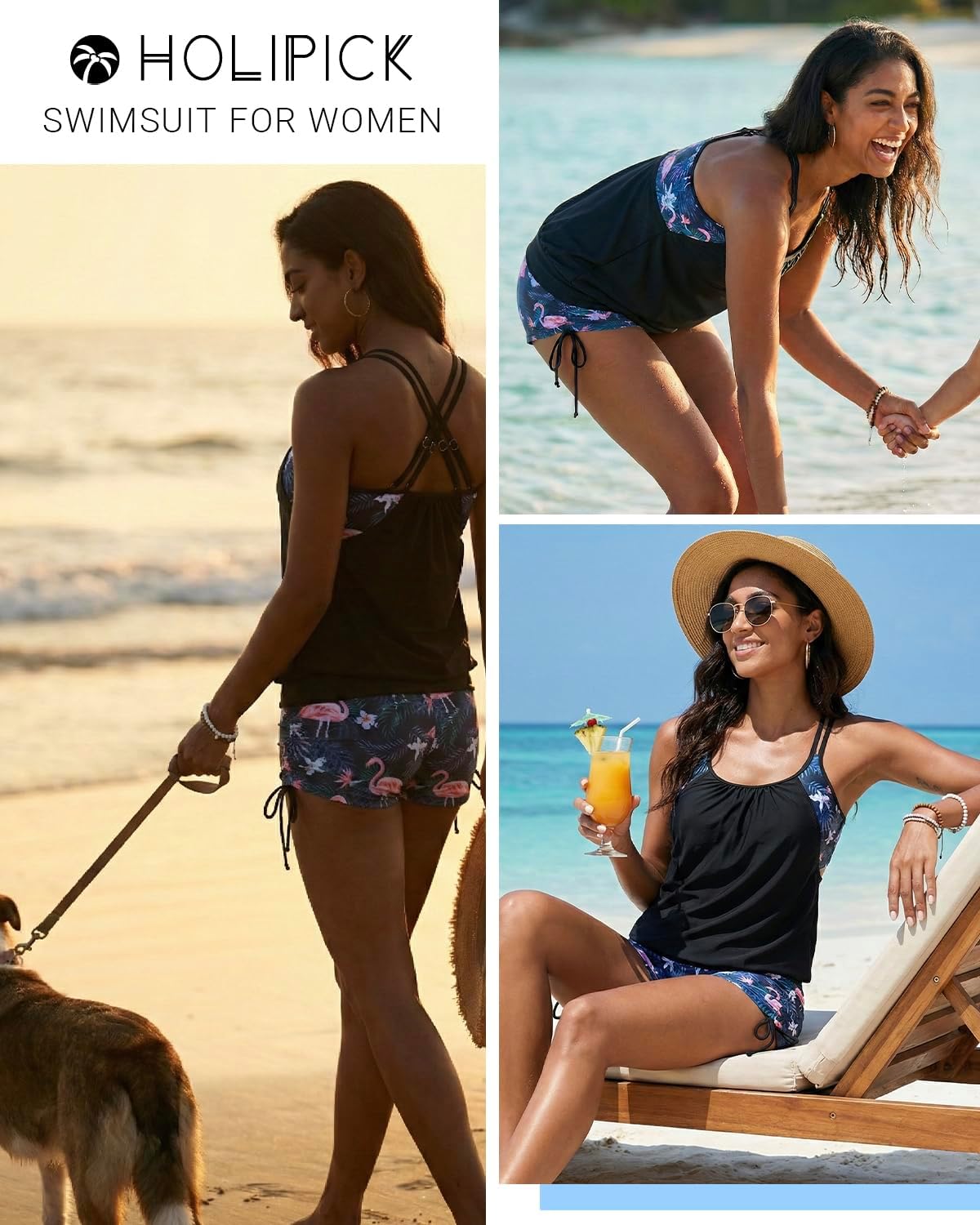 Holipick Tankini Swimsuits Two Piece Tummy Control Bathing Suits Blouson Swim Tank Top with Boy Shorts - Image 6