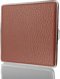 YiYFiT Cigarette Case,Leather Cigarette Case Holder Portable Cigarette Storage Case Metal Frame Personalised Cigarette Case for Roll Ups Can Holds 20Pcs Cigarettes(Brown)
