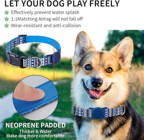 Miniatura 3 de AirTag - Collar para perros pequeños, medianos y grandes, collar acolchado de neopreno suave para gatos y mascotas, collar de poliéster para