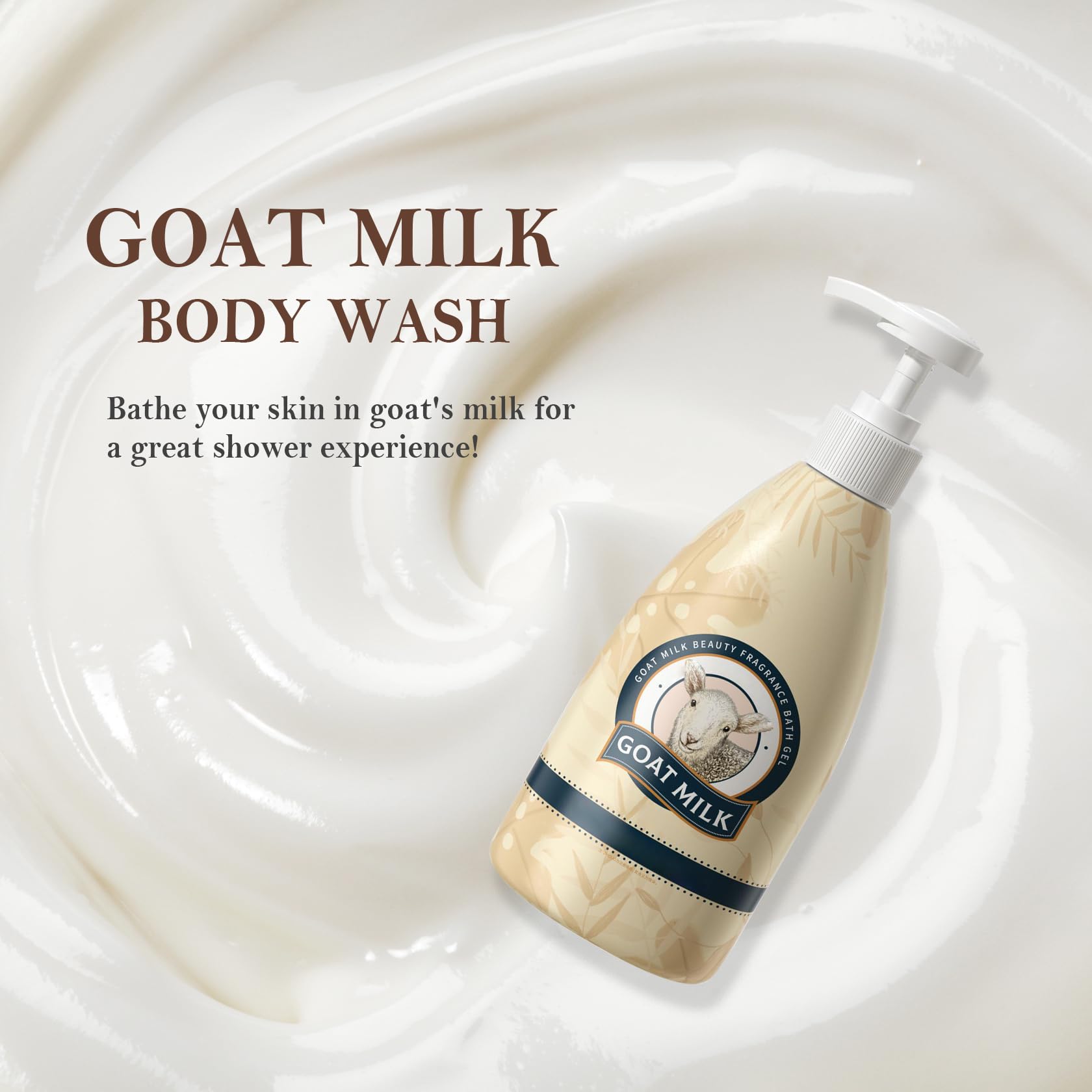 Gel de ducha hidratante de leche de cabra, gel de ducha hidratante para hombres y mujeres, limpiador corporal suave y suave, gel de baño nutritivo para todo tipo de piel, 16.9 fl oz (A) 2