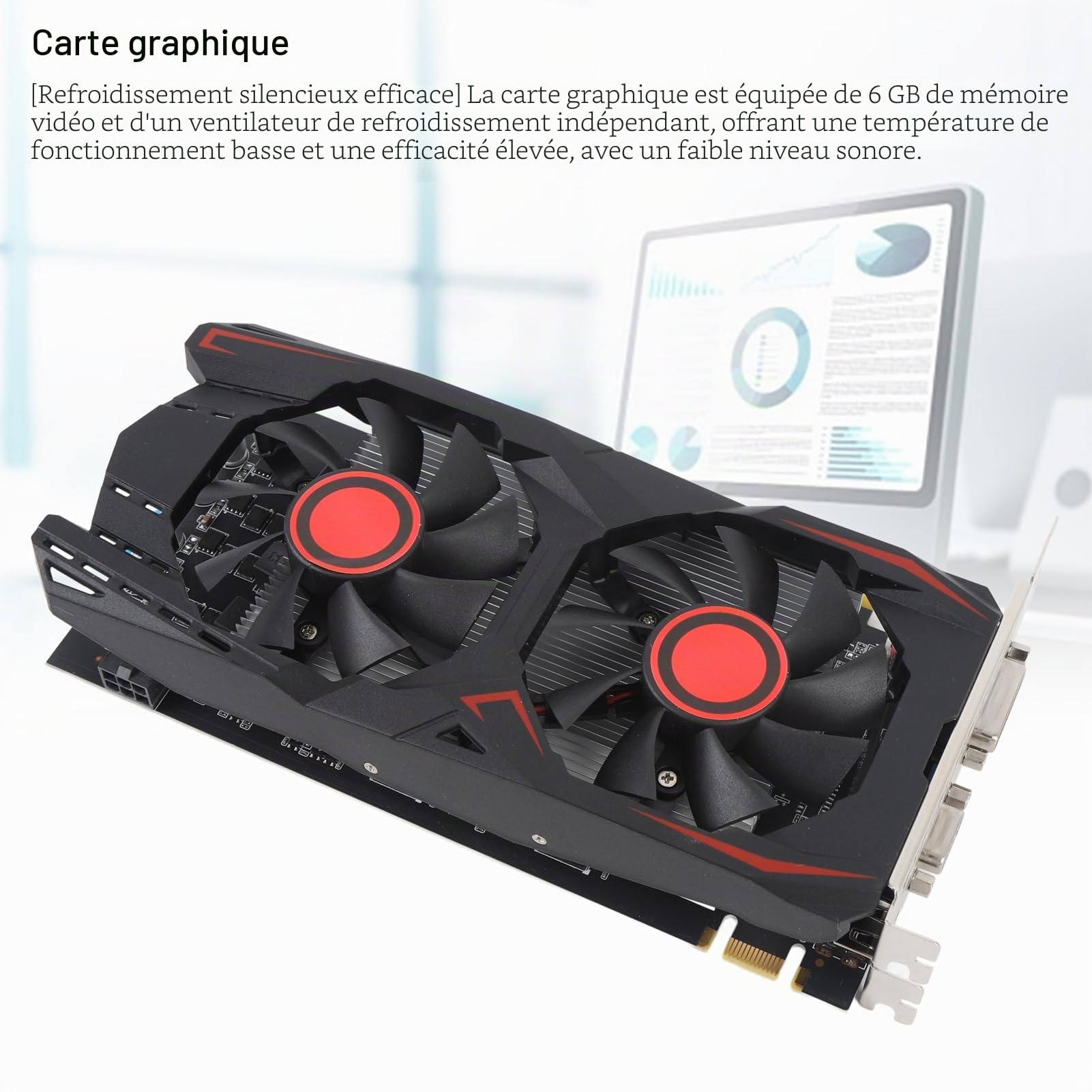 VBESTLIFE Carte Graphique 550TI 6 Go, GPU GDDR5 192 Bits, Carte Vidéo de Jeu PCIE 2.0 16X 783/1566 MHz, Prise en Charge de la Carte Graphique D'ordinateur de Bureau pour DirectX 11