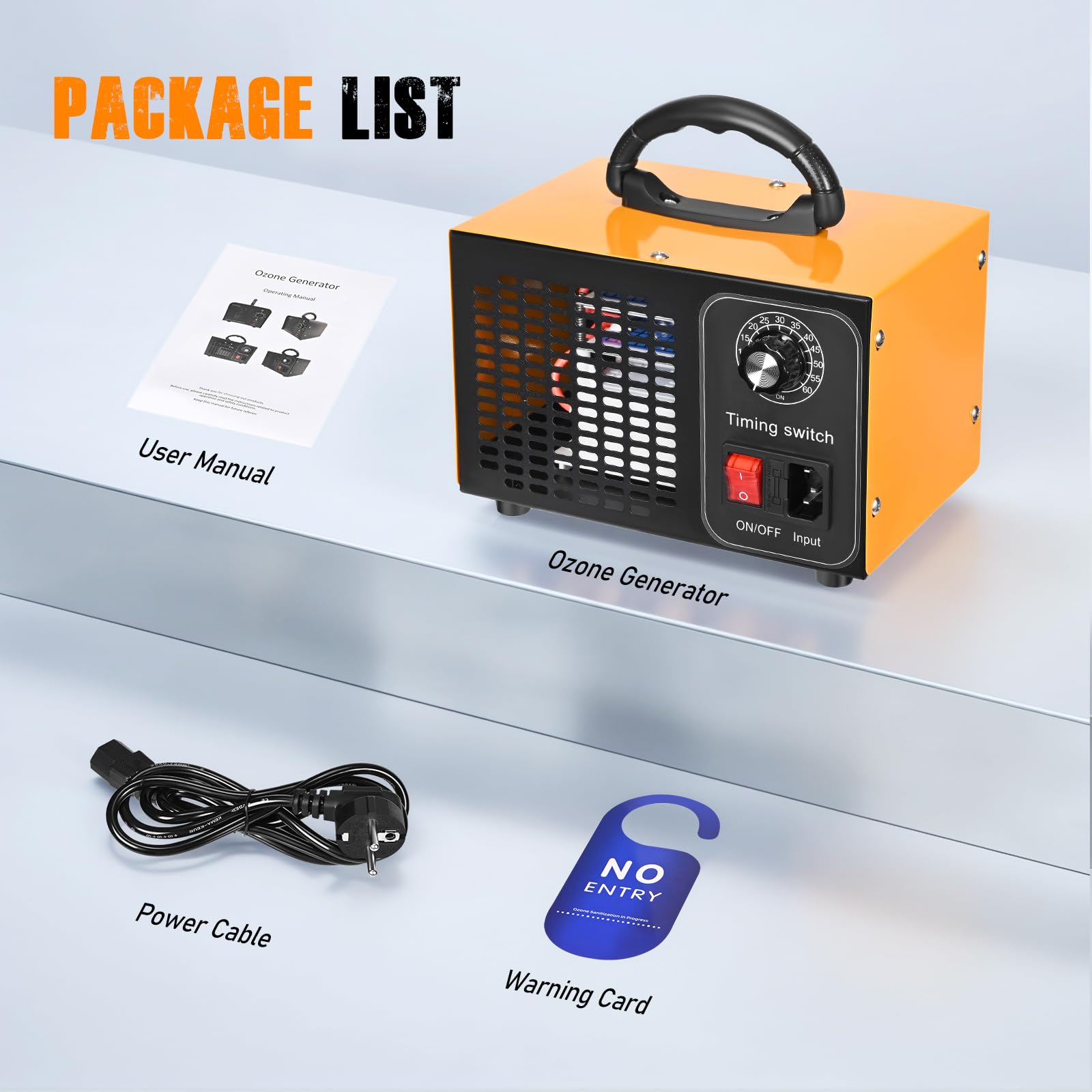 Generador de ozono 60000 mg/h, purificador de aire con ozono para 400 m², con temporizador de 60 minutos, purificador de aire O3, purificador de aire con ozono para automóviles, para purificar