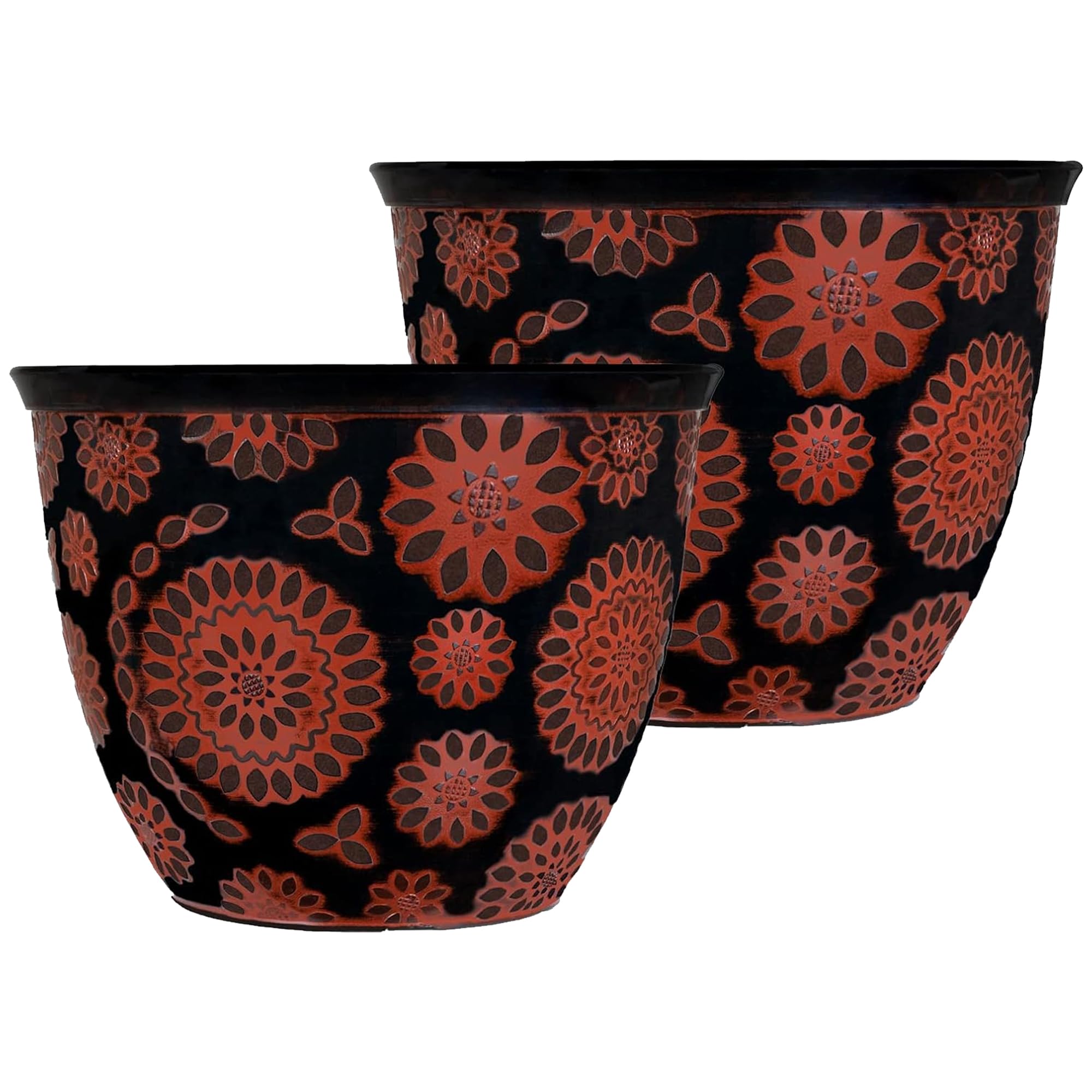 SG Traders Pack Of 2 X-Large Plastic Round Chengdu Garden Plant Pots Planter Indoor Outdoor Pots Top Diameter Flower Pot with Drainage Holes, Beautiful Planters for Your Garden Needs (30, 36, 40cm)