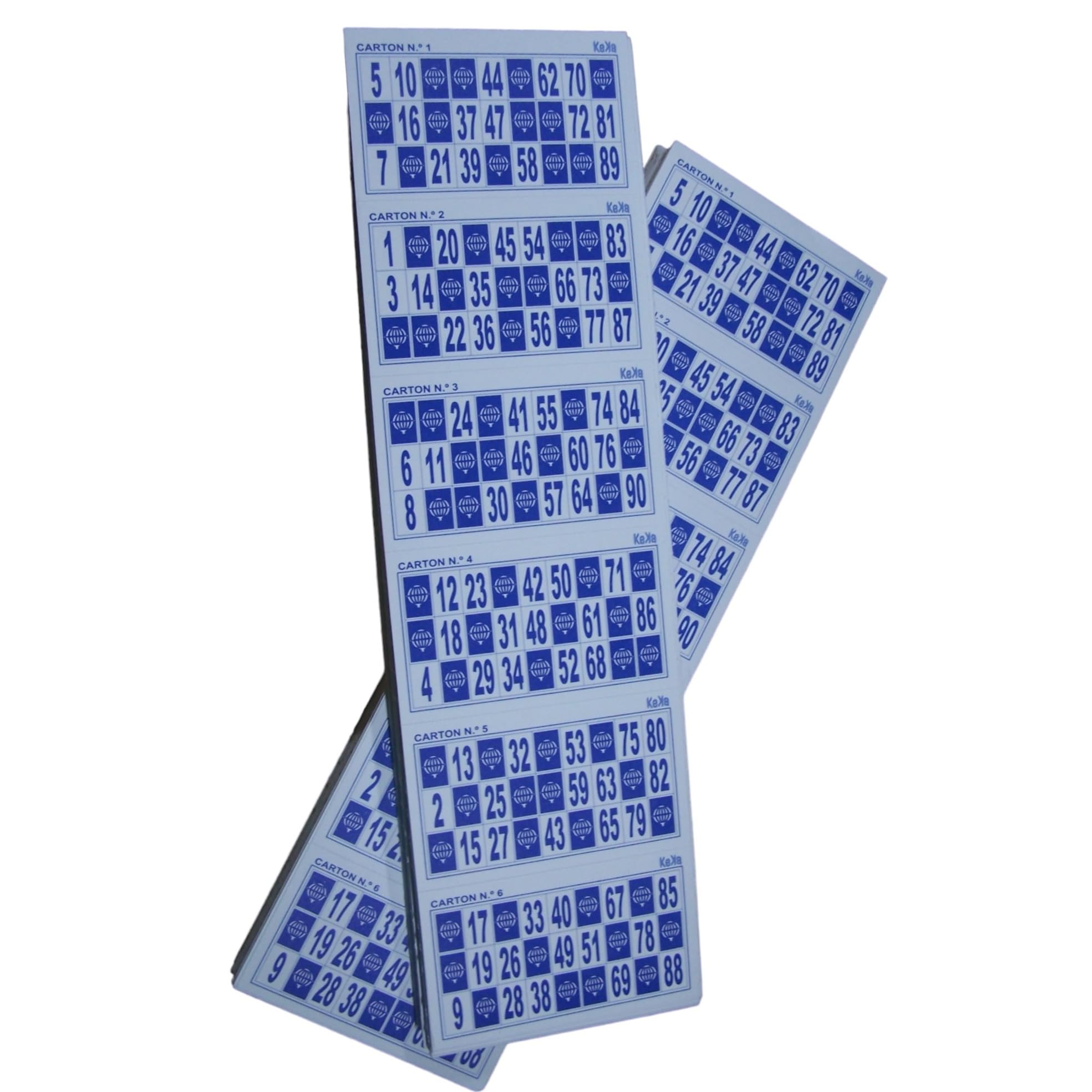 KEKA 1.200 Cartelle tombola Colore Blu, 2 series complete di 600 carte da Bingo, Confezione Risparmio numeri tombola!! Cartoni Bingo