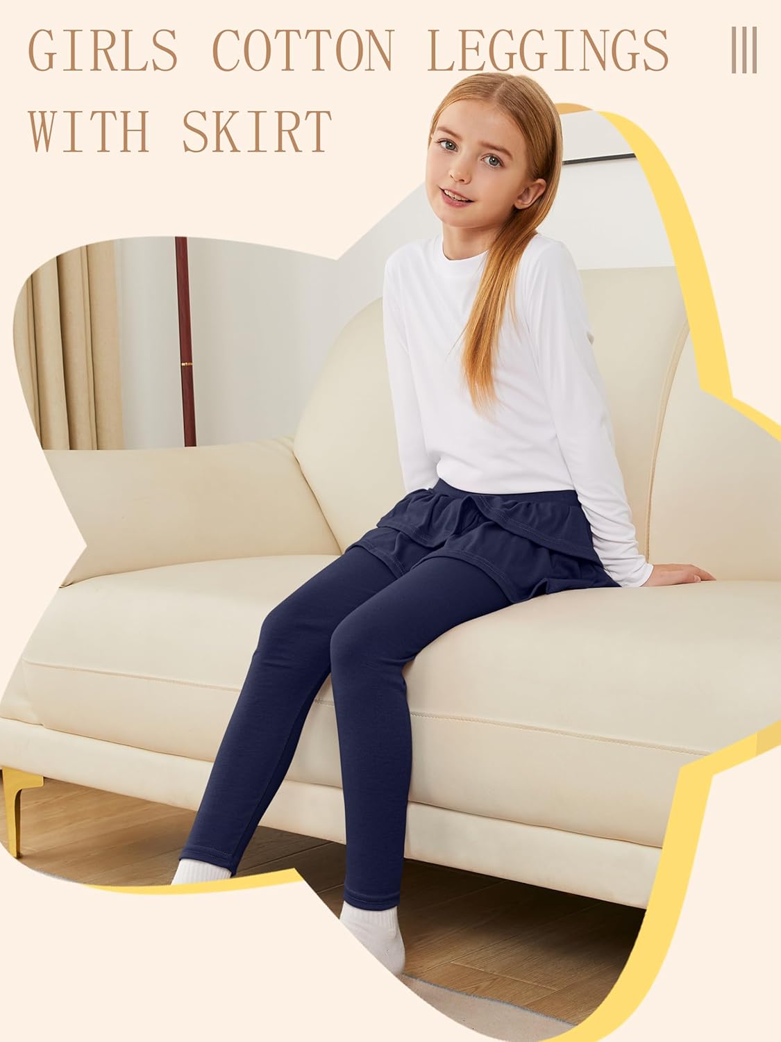 Girls Leggings with Skirt for Girls Kids School Uniform Pants Toddler Ruffle Pants Tutu Pull On Warm Clothes - Image 5