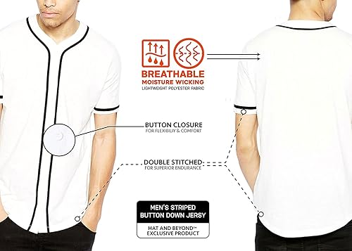 Miniatura 4 de Hat and Beyond camiseta de béisbol para hombre con botones hipster hip hop