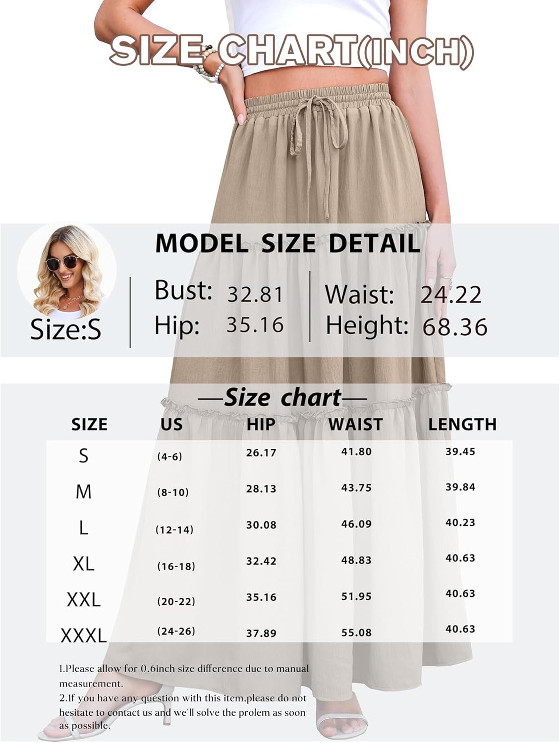 WEACZZY Womens Casual High Waisted A-Line Maxi Skirts Trendy Flowy Layered Pleated Long Skirt with Pockets - Image 6