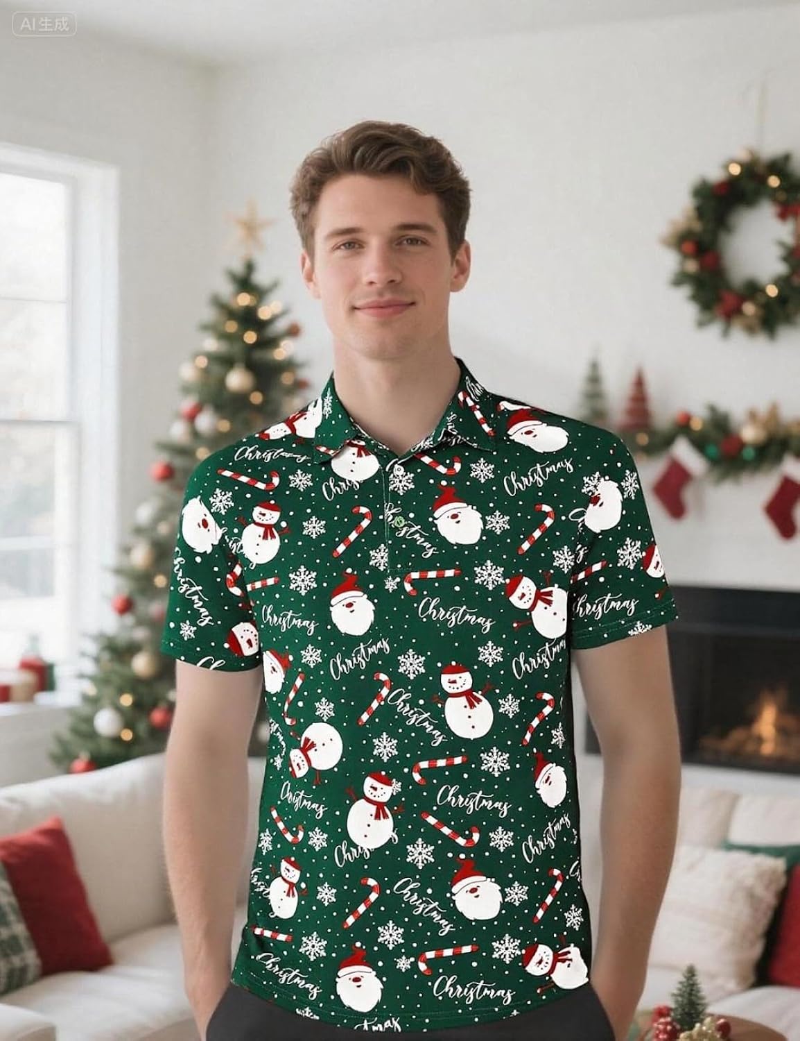 Men's Novelty Golf Polo Button Down Short Sleeve Shirt