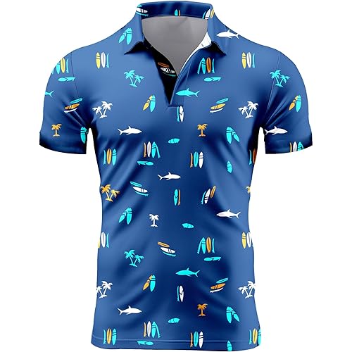 Mens 80s Golf Shirt Dry Fit Performance Short Sleeve Print Shirts Funny 90s Golf Shirts for Men